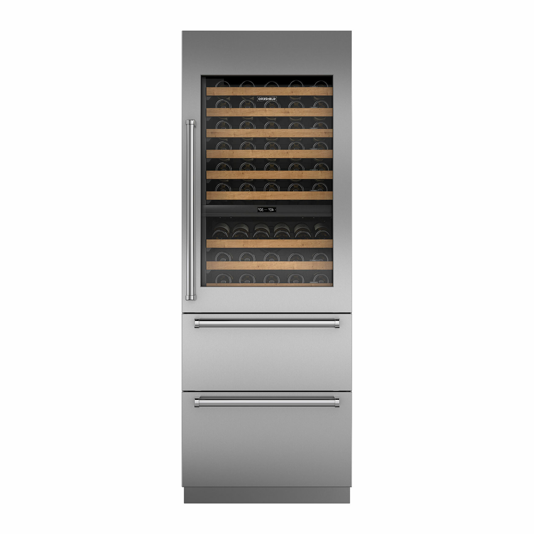 Right hinged Sub-Zero Integrated Wine Storage with Refrigerator Drawers - 2134mm x 762mm